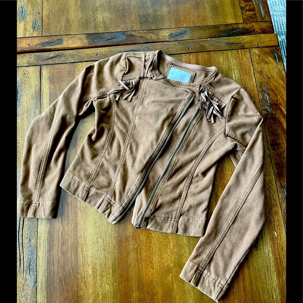 Justice faux suede light jacket w/fringe size 6/7